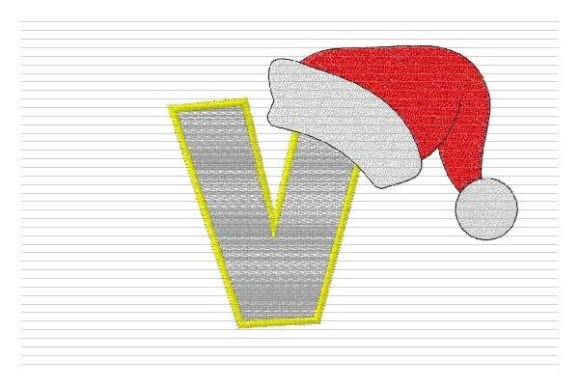 V Letter Christmas Alphabet Santa Hat